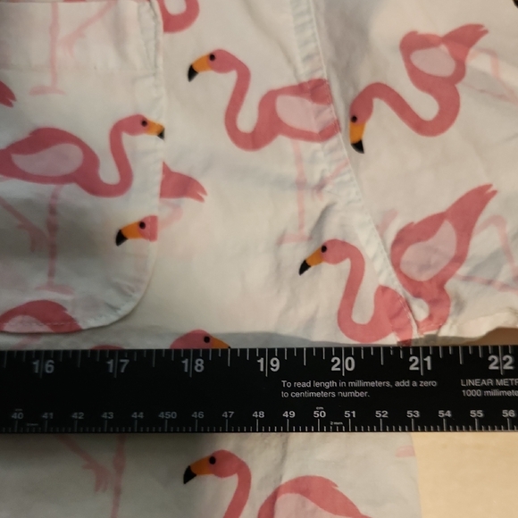 Super Massive Flamingo Print Short Sleeve Button Down Shirt - Picture 5 of 6